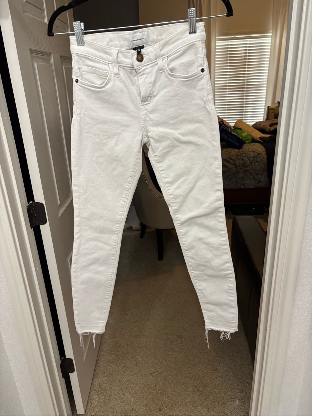 Current/Elliott White High-Rise Skinny Jeans